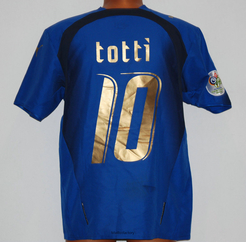 Achetés Retro Maillot du Italie Coupe du Monde 2006 Domicile (10 Totti)