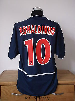 Achetés Retro Maillot du PSG 2002-03 Domicile Bleu (10 Ronaldinho)