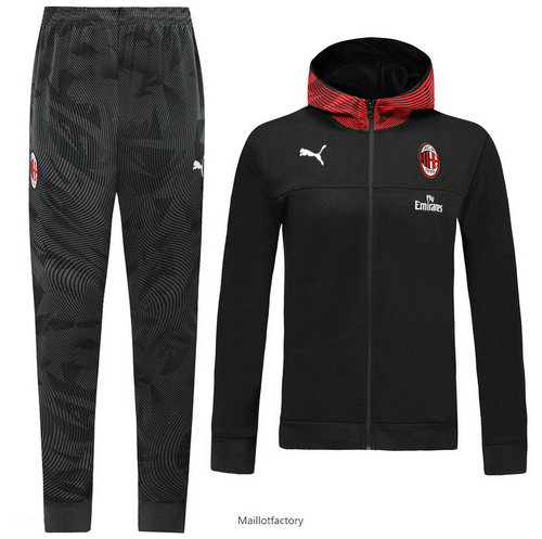 Achetez Survetement AC Milan 2019/20 Noir/Rouge à Capuche