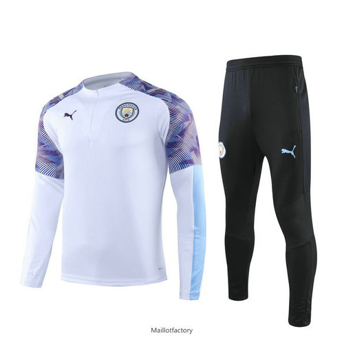 Achetez Survetement Manchester City 2019/20 Blanc/Noir sweat zippé