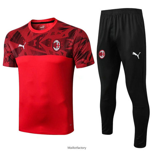 Achetez Kit d'entrainement Maillot AC Milan 2019/20 Rouge/Noir Col Rond