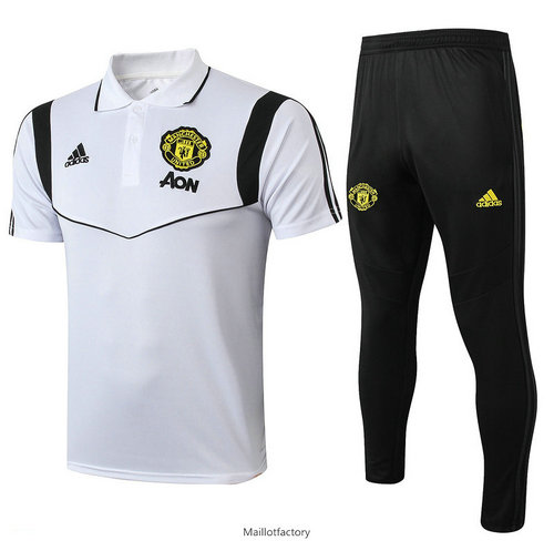 Flocage Kit d'entrainement Maillot Manchester United POLO Blanc/Noir