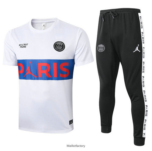 Soldes Kit d'entrainement Maillot PSG 2020/21 Blanc (Bleu Pris)