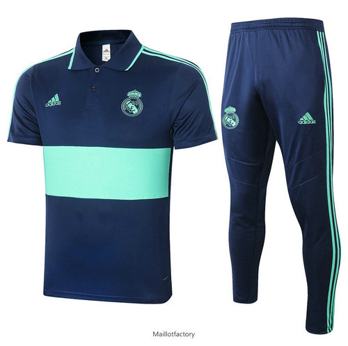 Achat Kit d'entrainement Maillot Real Madrid POLO 2020/21 Bleu Marine/Vert