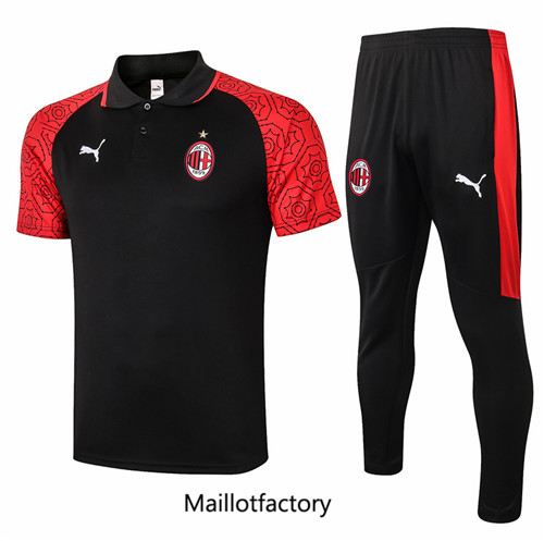 Achat Kit d'entrainement Maillot du AC Milan POLO 2020/21 Noir/Rouge