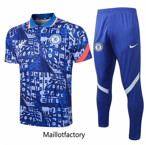 Achat Kit d'entrainement Maillot du Chelsea POLO 2021/22 Bleu