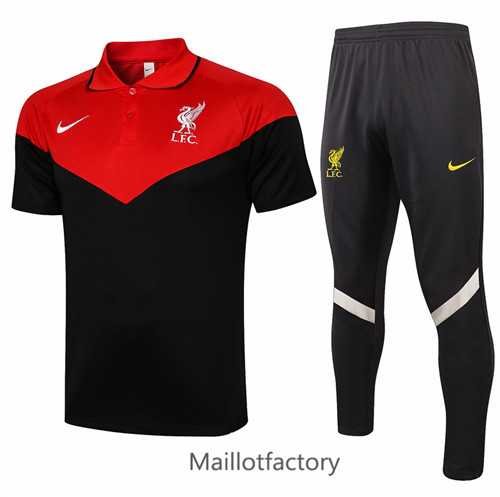 Achat Kit d'entrainement Maillot du Liverpool POLO foot 2021/22 Rouge/Noir