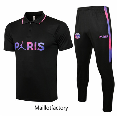 Achat Kit d'entrainement Maillot du PSG Jordan Paris POLO 2021/22 Noir
