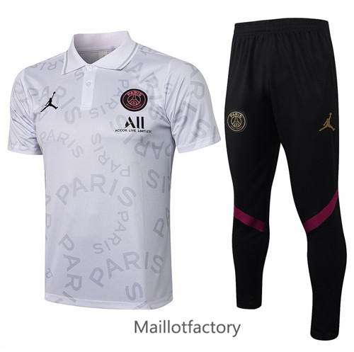Achat Kit d'entrainement Maillot du PSG Jordan POLO 2021/22 Blanc
