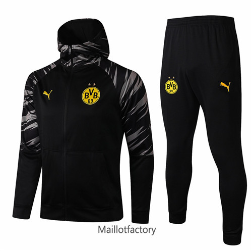 Achat Veste Survetement du foot Borussia Dortmund 2021/22 a Capuche Noir