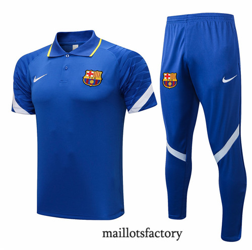Achat Kit d'entrainement Maillot du Barcelone Polo 2021/22 Bleu