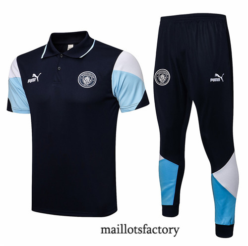 Achat Kit d'entrainement Maillot du Polo Manchester City 2021/22 Bleu Marine
