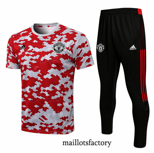 Achat Kit d'entrainement Maillot du Manchester United 2021/22 Rouge/Blanc
