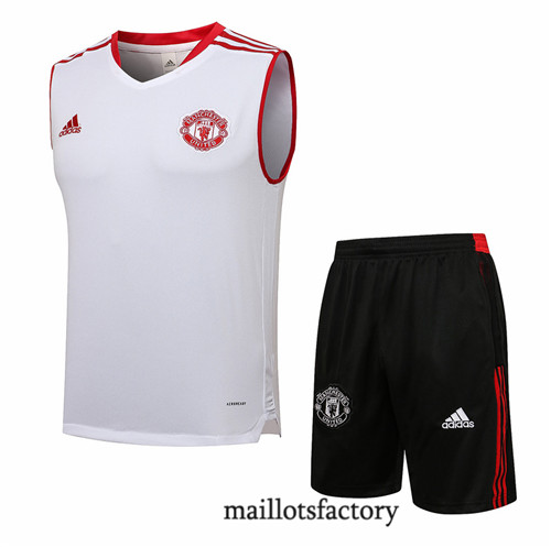 Achat Kit d'entrainement Maillot du Manchester United Veste 2021/22 Blanc/Rouge