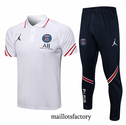 Achat Kit d'entrainement Maillot du Jordan PSG Polo 2021/22 Blanc
