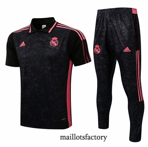 Achat Kit d'entrainement Maillot du Real Madrid Polo 2021/22 Noir