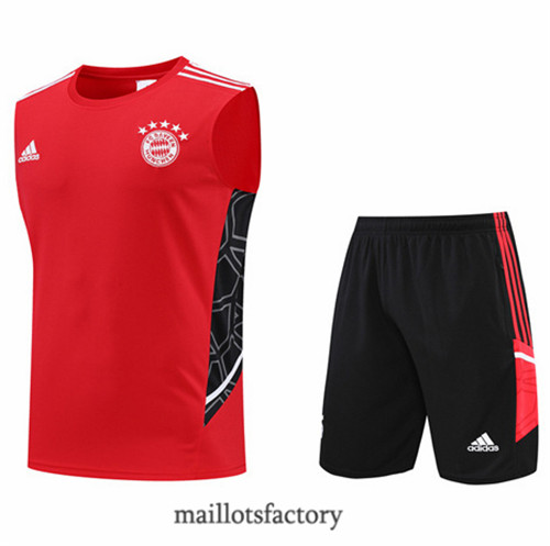 Achat Kit d'entrainement Maillot du Bayern Munich Debardeur 2022/23 Rouge/Noir y757