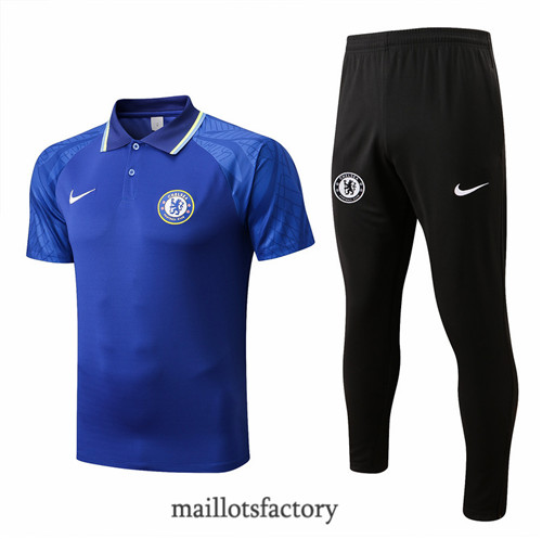 Achat Kit d'entrainement Maillot du polo Chelsea 2022/23 Bleu/Noir y900