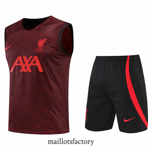 Achat Kit d'entrainement Maillot du Liverpool Debardeur 2022/23 Rouge/Noir y904