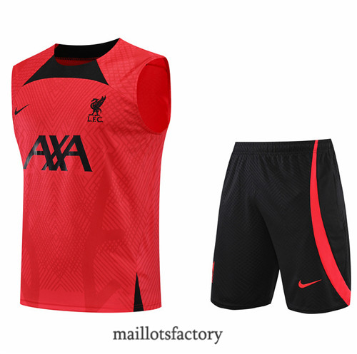 Achat Kit d'entrainement Maillot du Liverpool Debardeur 2022/23 Rouge/Noir y909
