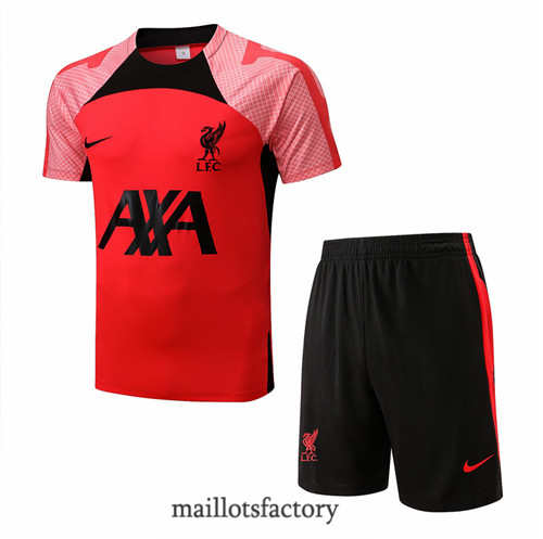 Achat Kit d'entrainement Maillot du Liverpool + Short 2022/23 Rouge/Noir y914