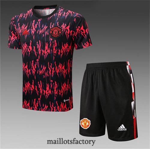 Achat Kit d'entrainement Maillot du Manchester United + Short 2022/23 Noir/Rouge y928