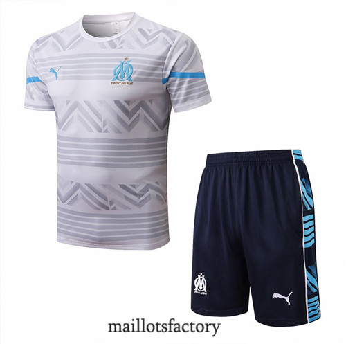 Achat Kit d'entrainement Maillot du Marseille + Short 2022/23 Blanc/Bleu Marine y808