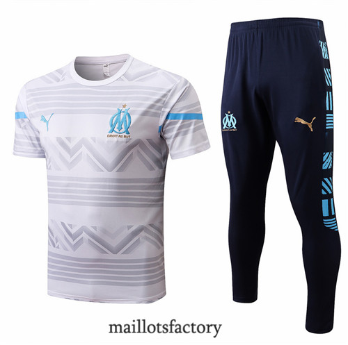 Achat Kit d'entrainement Maillot du Marseille 2022/23 Blanc/Bleu Marine y811