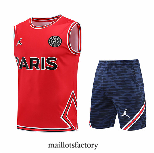 Achat Kit d'entrainement Maillot du Paris PSG Debardeur 2022/23 Rouge/Bleu Marine y814