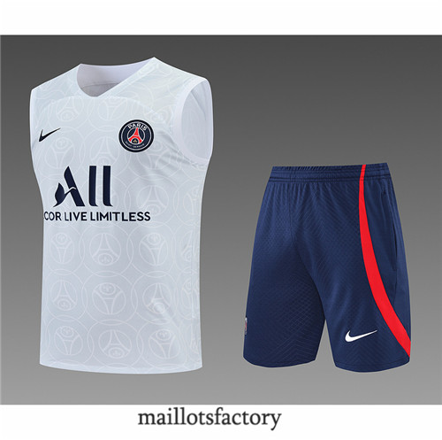 Achat Kit d'entrainement Maillot du Paris PSG Debardeur 2022/23 Blanc/Bleu Marine y816