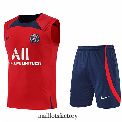 Achat Kit d'entrainement Maillot du Paris PSG Debardeur 2022/23 Rouge/Bleu Marine y817