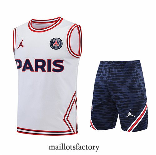 Achat Kit d'entrainement Maillot du Paris PSG Debardeur 2022/23 Blanc/Bleu Marine y819