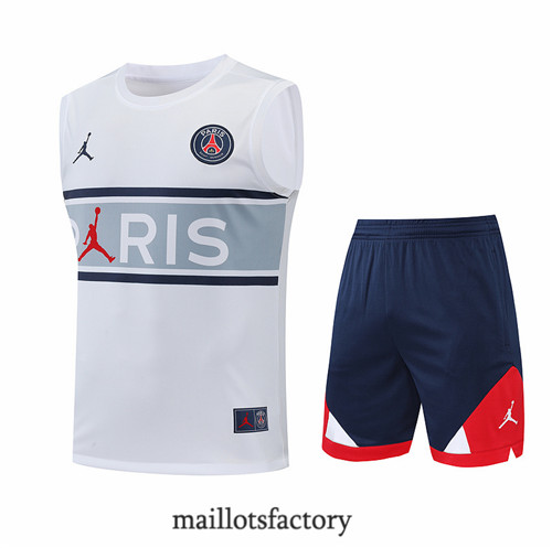 Achat Kit d'entrainement Maillot du Paris PSG Debardeur 2022/23 Blanc/Bleu Marine y821