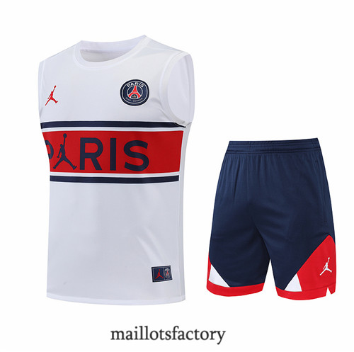 Achat Kit d'entrainement Maillot du Paris PSG Debardeur 2022/23 Blanc/Bleu Marine/Rouge y822