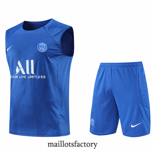 Achat Kit d'entrainement Maillot du Paris PSG Debardeur 2022/23 Bleu y830