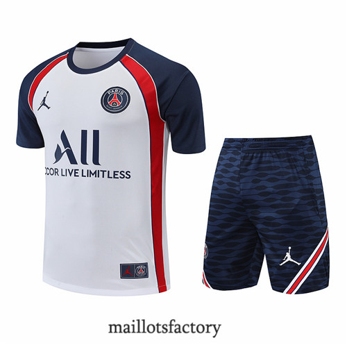 Achat Kit d'entrainement Maillot du Paris PSG + Short 2022/23 Blanc/Bleu y844