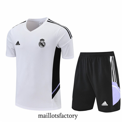 Achat Kit d'entrainement Maillot du Real Madrid + Short 2022/23 Blanc/Noir y797