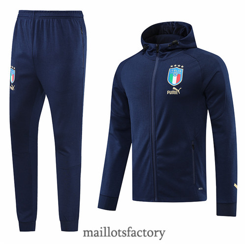 Achat Veste Survetement du foot Italie 2022/23 à capuche Bleu Marine y532