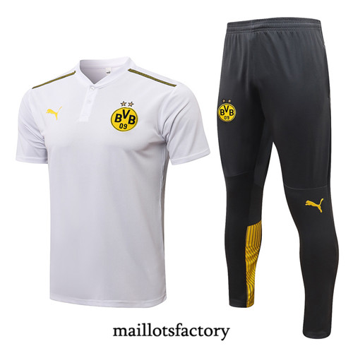 Achat Kit d'entrainement Maillot du Borussia Dortmund Polo 2021/22 Blanc