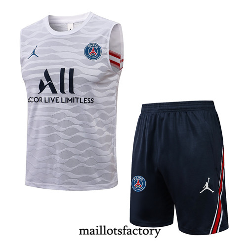 Achat Kit d'entrainement Maillot du Jordan PSG Debardeur 2021/22 Blanc