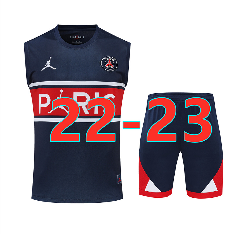 Achat Maillot Kit d'entrainement du Paris PSG Debardeur 2022/23 Bleu Y733