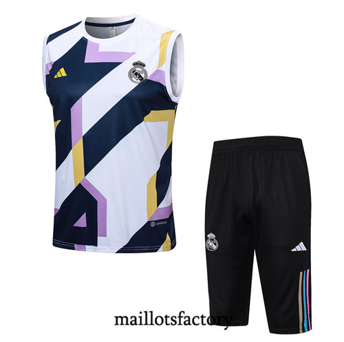 Maillot du Kit d'entrainement Debardeur + Shorts Real Madrid 2023/24 Blanc factory 493