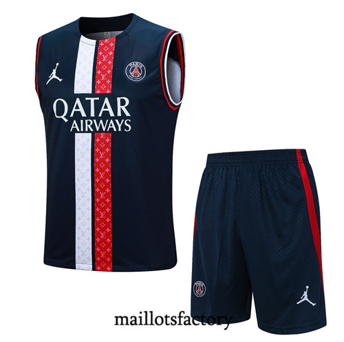 Maillot du Kit d'entrainement Debardeur + Shorts Paris PSG 2023/24 Bleu factory 517