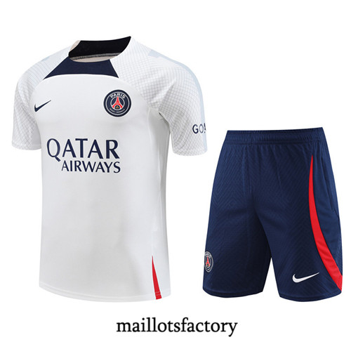 Maillot du Kit d'entrainement Paris PSG + Shorts 2023/24 Blanc factory 518