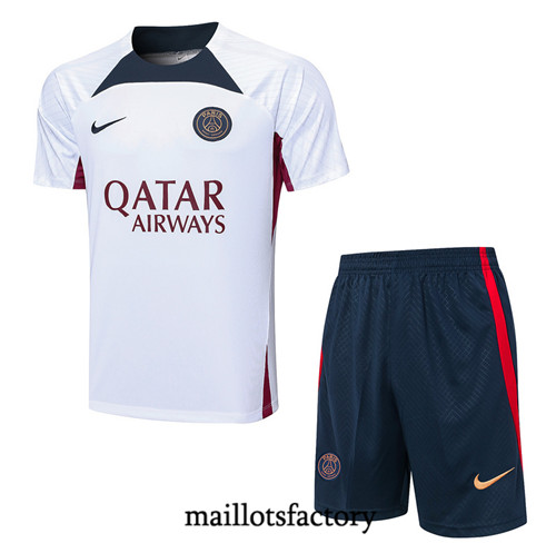 Maillot du Kit d'entrainement Paris PSG + Shorts 2023/24 Blanc factory 521