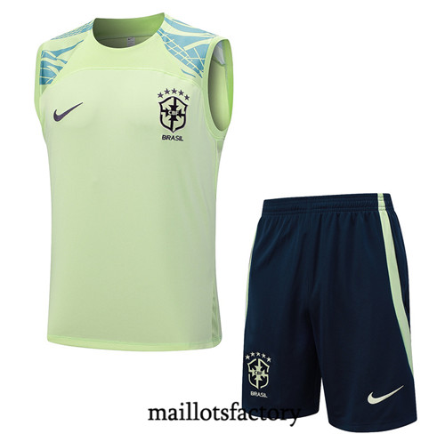 Maillot du Kit d'entrainement Debardeur + Shorts Brésil 2023/24 Vert Ciel factory 531