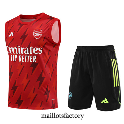 Maillot du Kit d'entrainement Debardeur + Shorts Arsenal 2023/24 Rouge factory 534