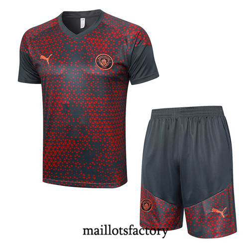 Maillot du Kit d'entrainement Manchester City + Shorts 2023/24 Rouge factory 558