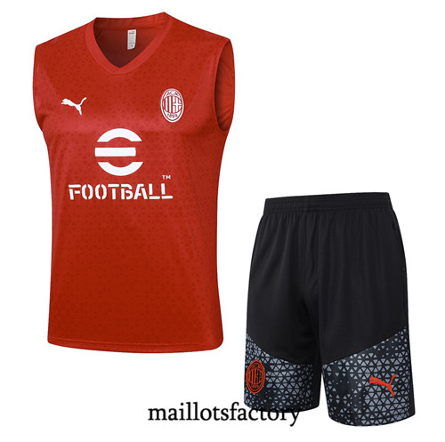 Maillot du Kit d'entrainement Debardeur + Shorts AC Milan 2023/24 Rouge factory 561