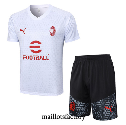 Maillot du Kit d'entrainement AC Milan + Shorts 2023/24 Blanc factory 566